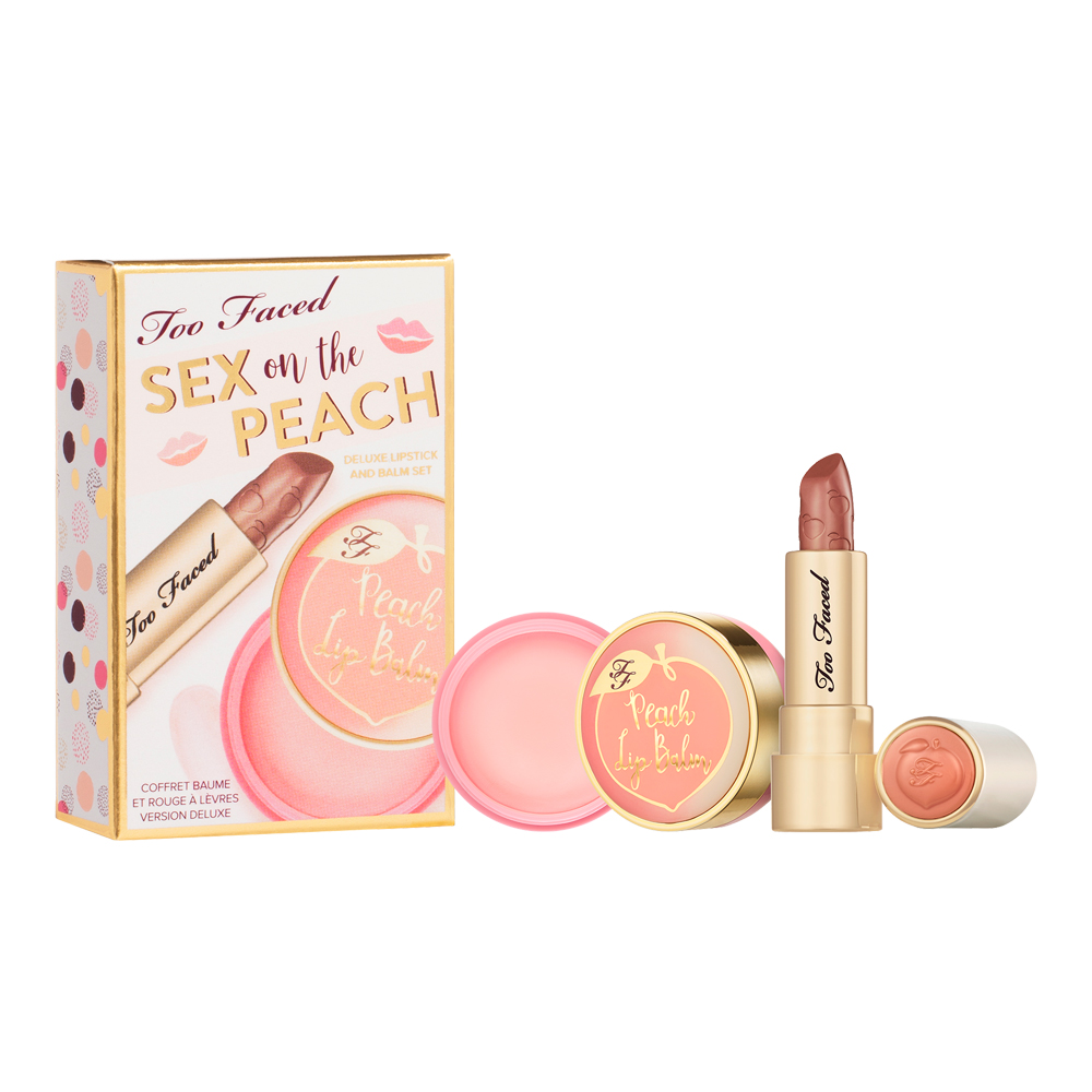 Too Faced Sex on the Peach Deluxe Lipstick and Balm Set