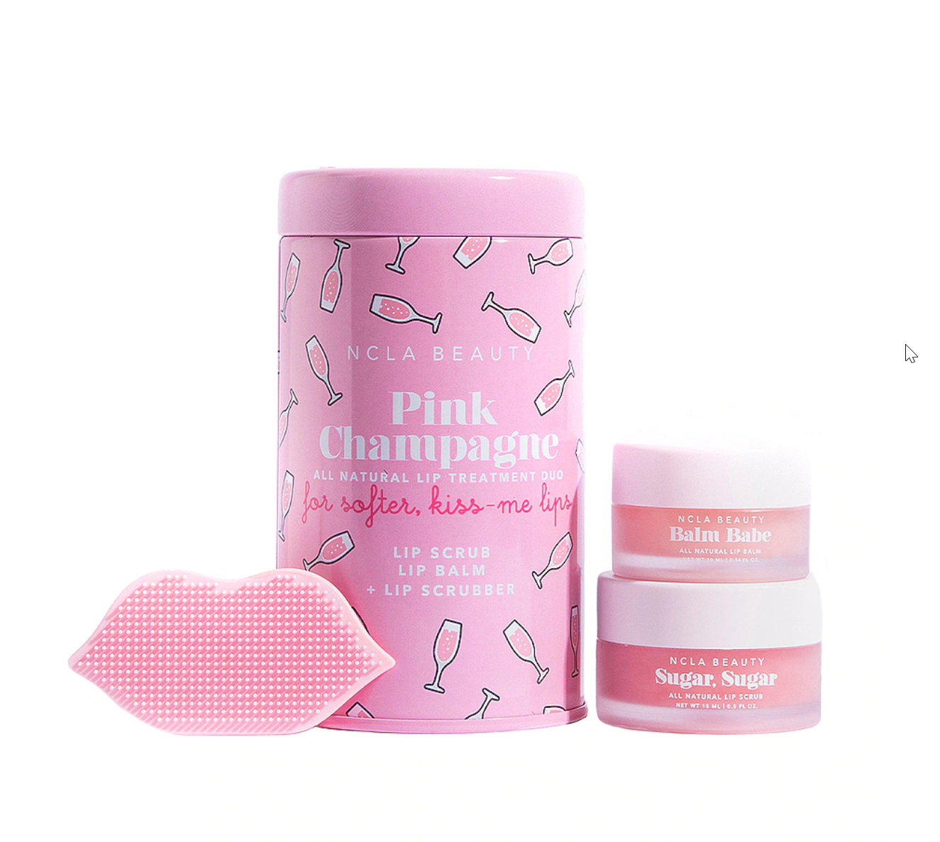 NCLA Natural Vegan Lip Care Duo + Lip Scrubber - Pink Champagne