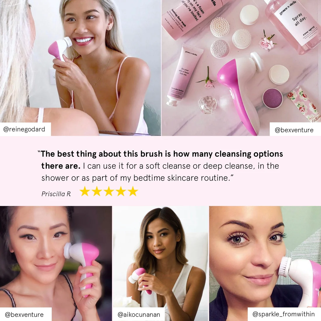 Grace & Stella 7-in-1 Spin Brush Facial Massager & Cleanser – Bild 7